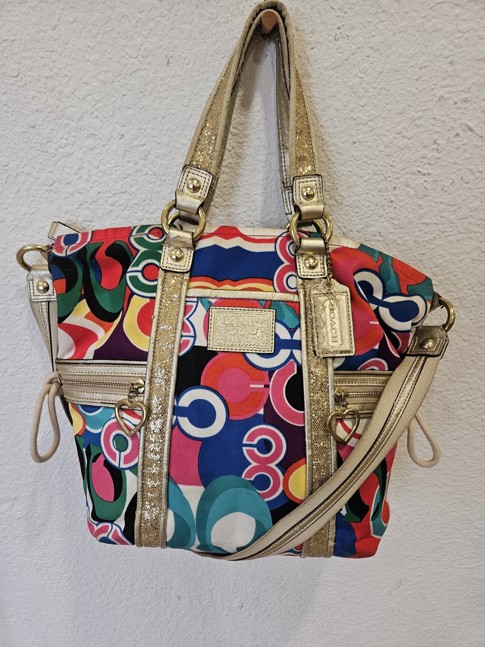 Vintage Coach Poppy Pop C Spotlight Glam Tote Bag Multicolor 13830 F21301 Y2K